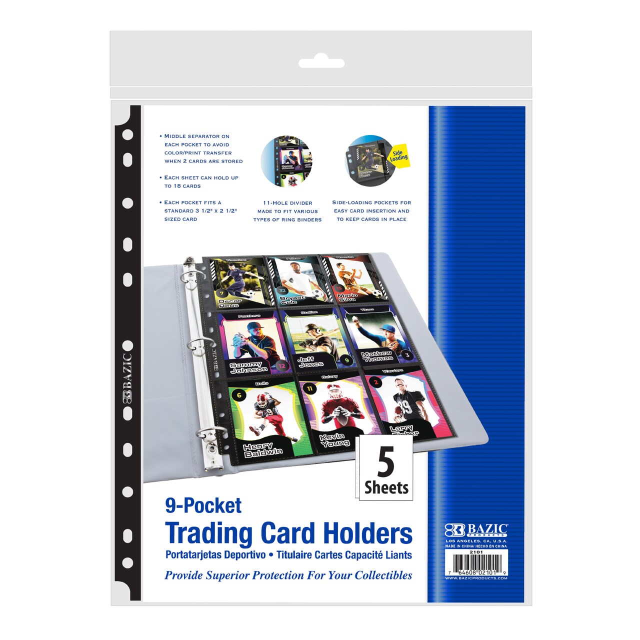 BAZIC Trading Card Holder Double Sided Side Loading 9-Pockets (5/Pack)
